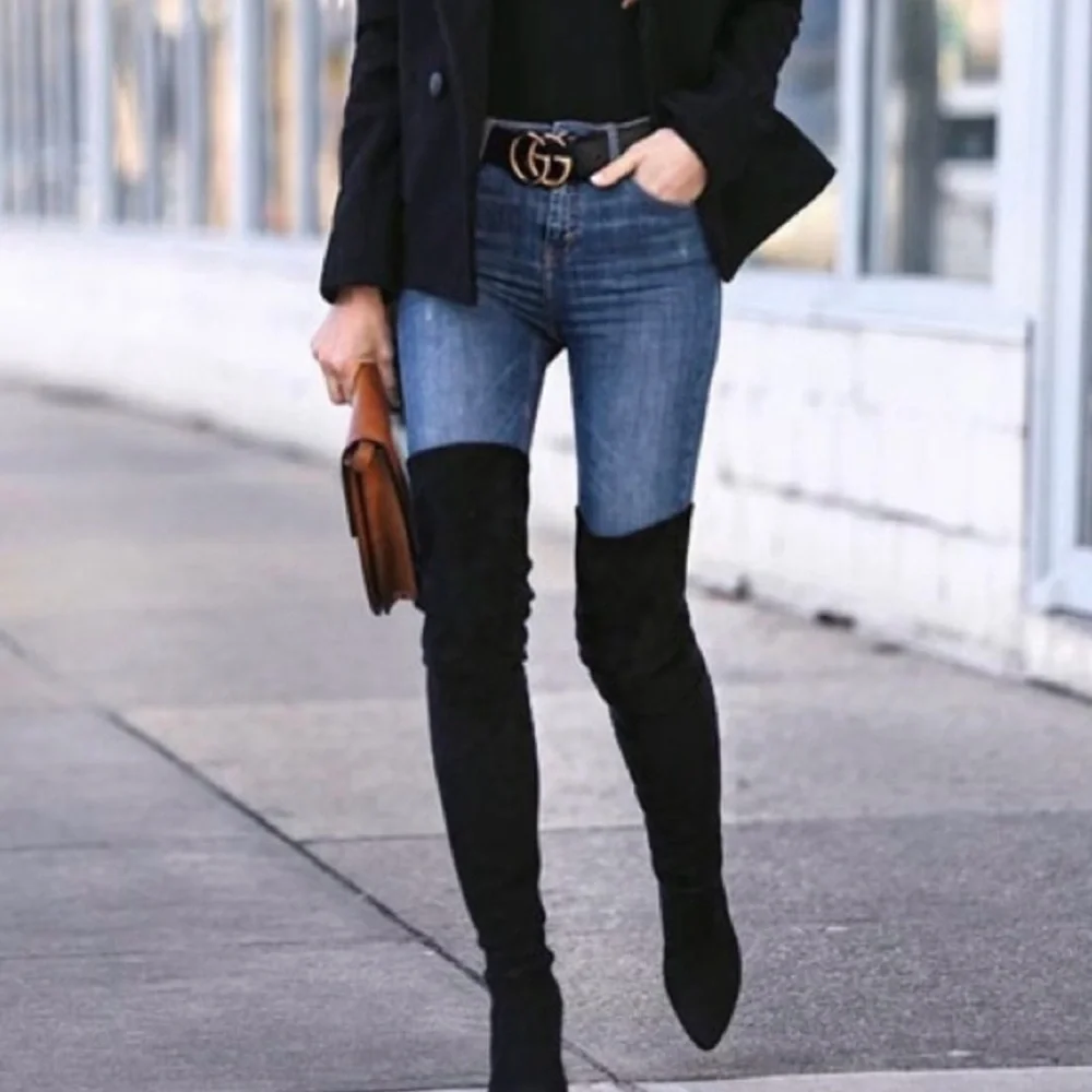Sam‎ Edelman Women's Kent Black Suede Over The Knee Boots Size 6.5
